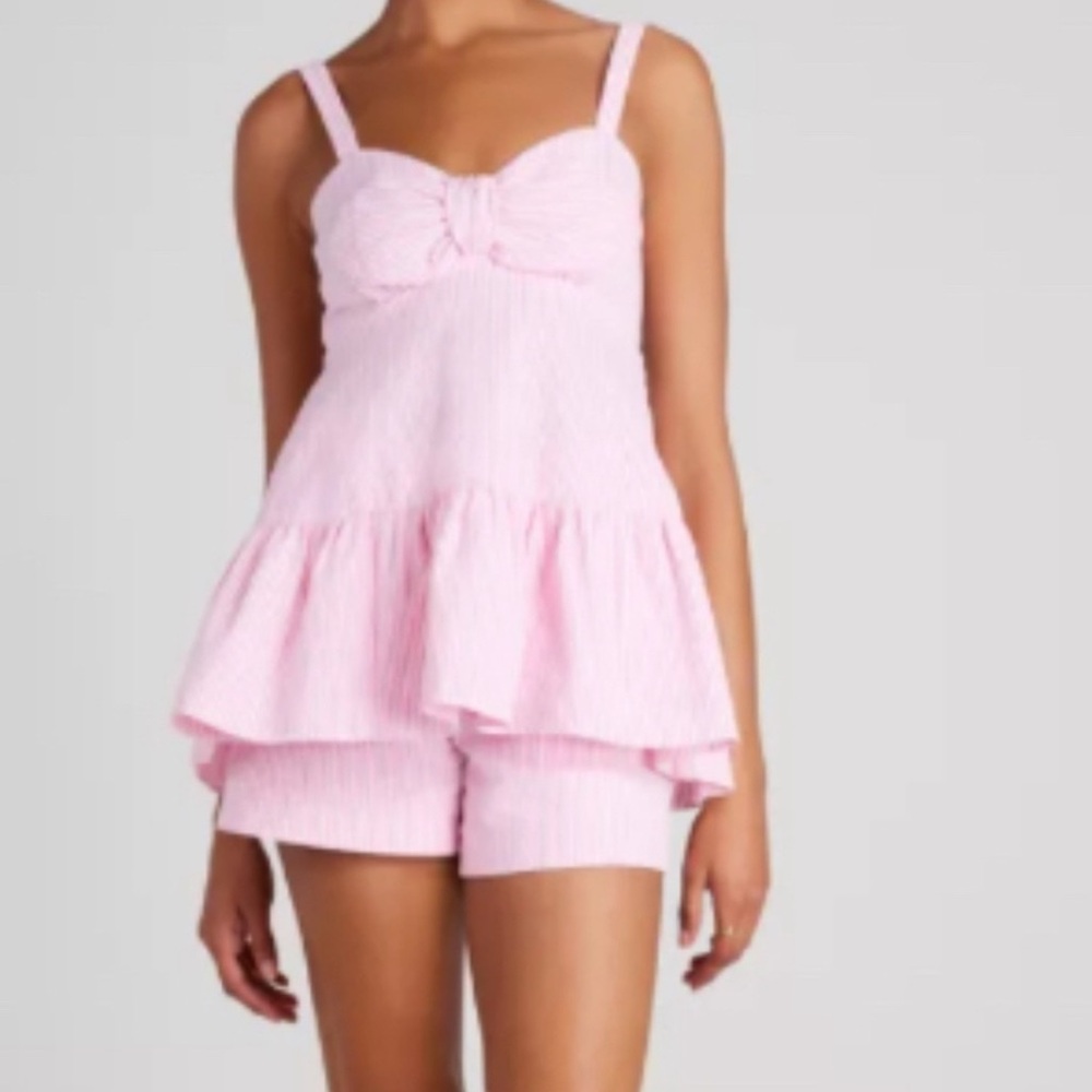Kate Spade Searsucker Pink Peplum Top - S